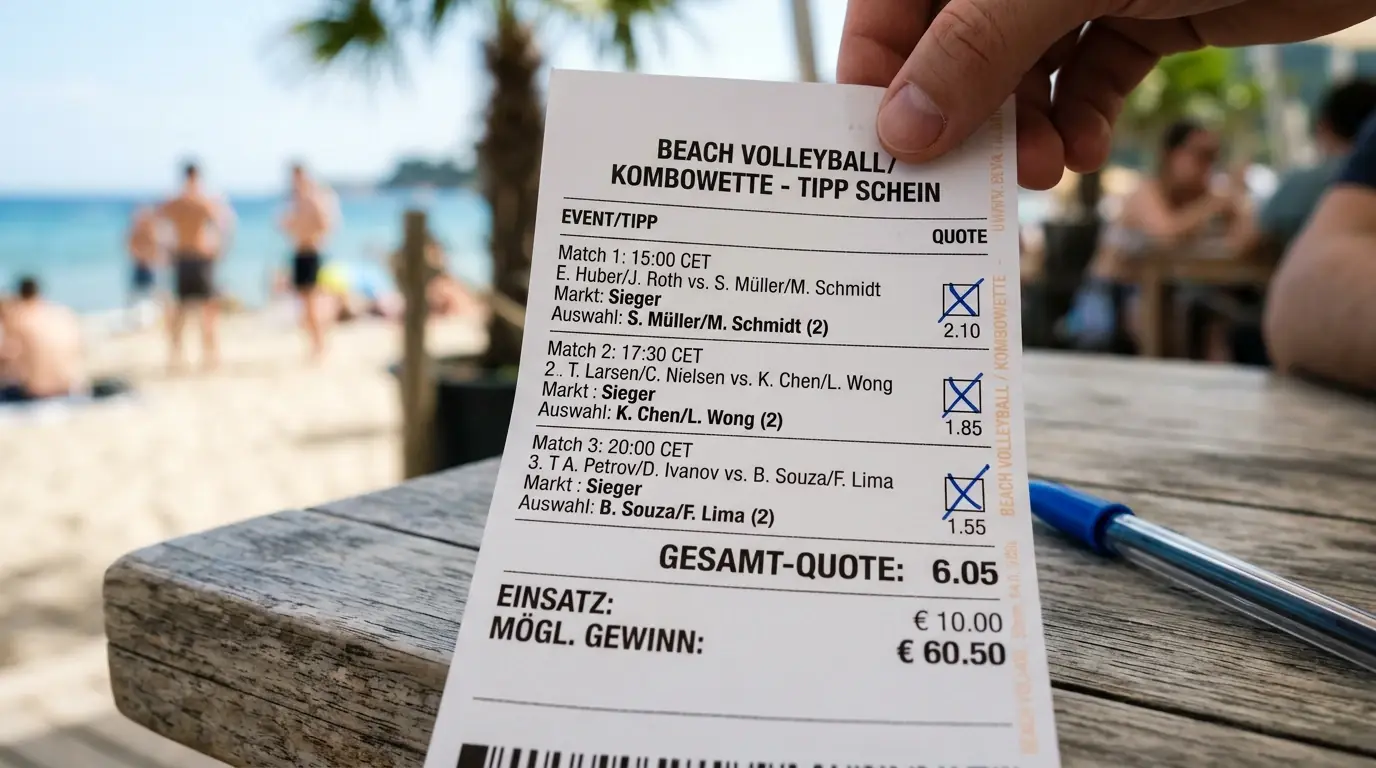 Kombiwette mit Beachvolleyball-Spielen – mehrere Matches auf einem Wettschein mit Quotenberechnung