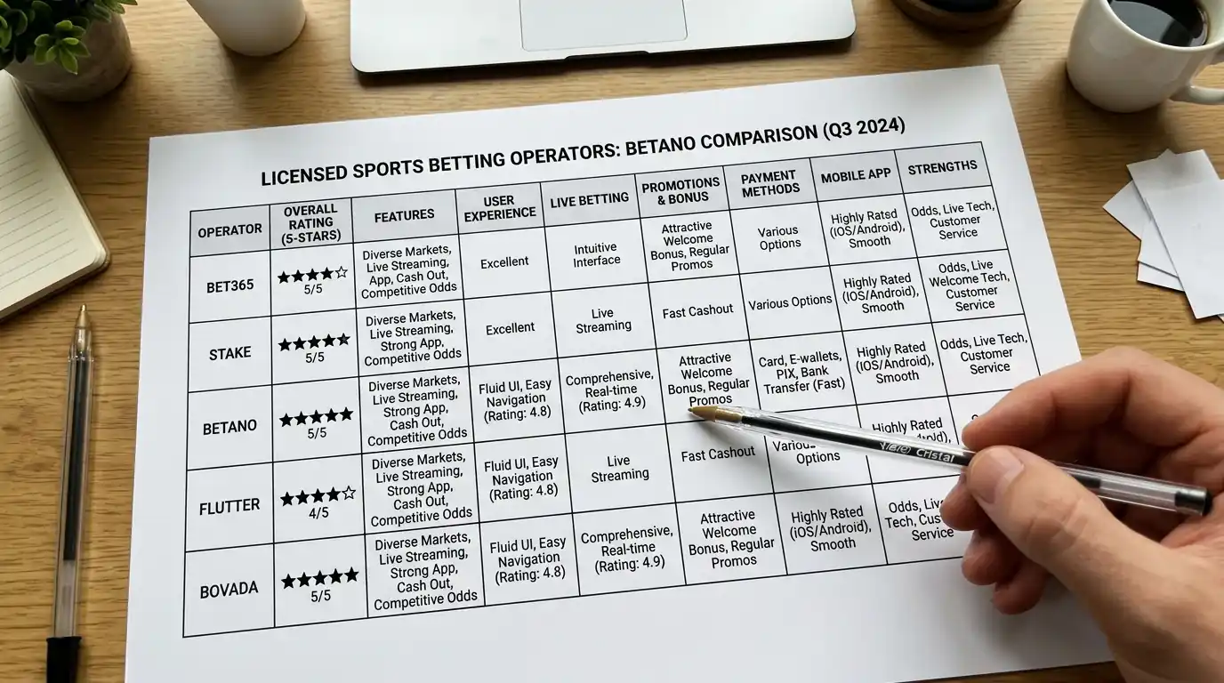 Vergleich lizenzierter Sportwettenanbieter nach Markttiefe und Bewertung für Beachvolleyball-Wetten
