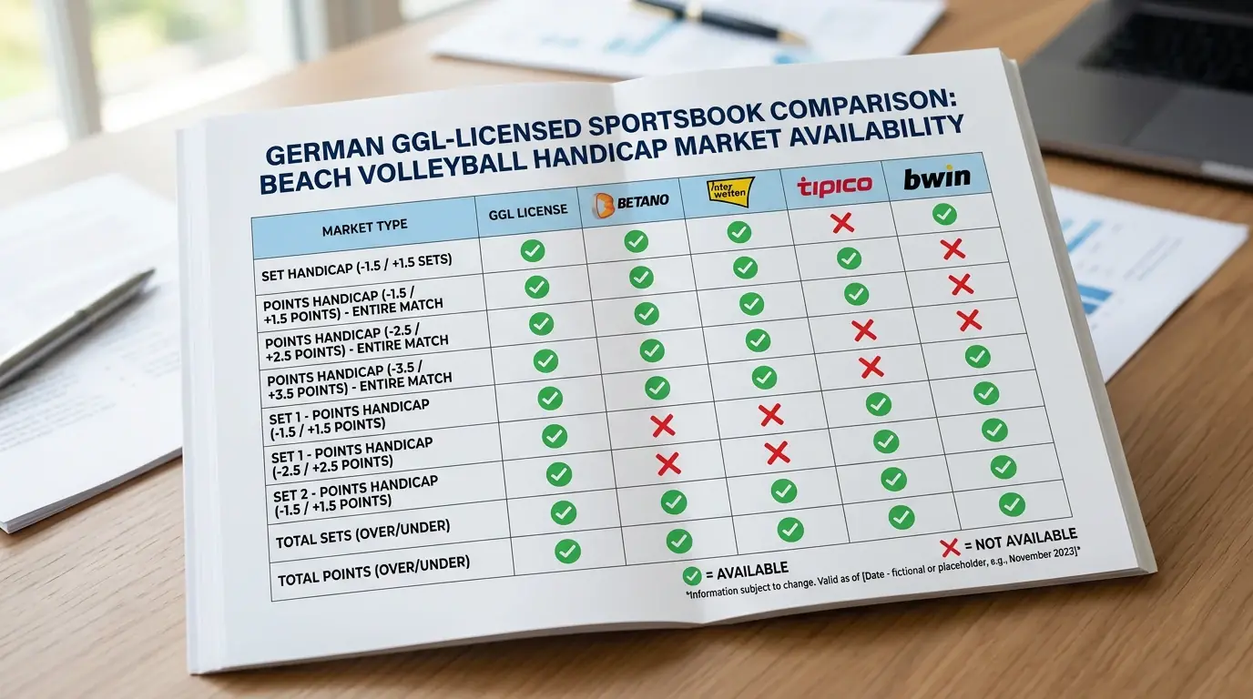 GGL-lizenzierte Sportwetten-Anbieter im Vergleich der verfügbaren Handicap-Märkte für Beachvolleyball