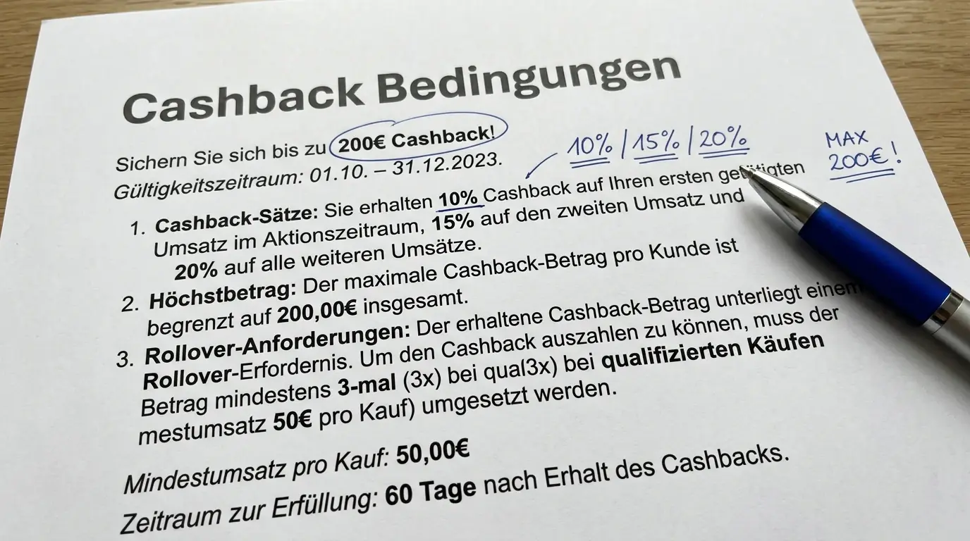 Bedingungen und Kleingedrucktes bei Cashback Aktionen für Volleyball Sportwetten in Deutschland
