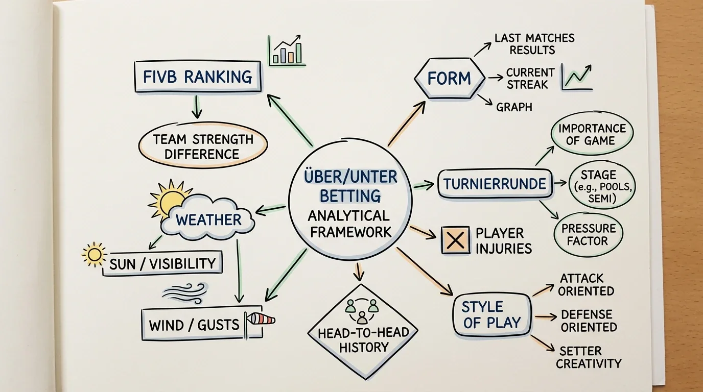 Analyse-Framework für Über/Unter-Wetten im Beachvolleyball: Faktoren Weltrangliste, Form, Wetter und Turnierrunde