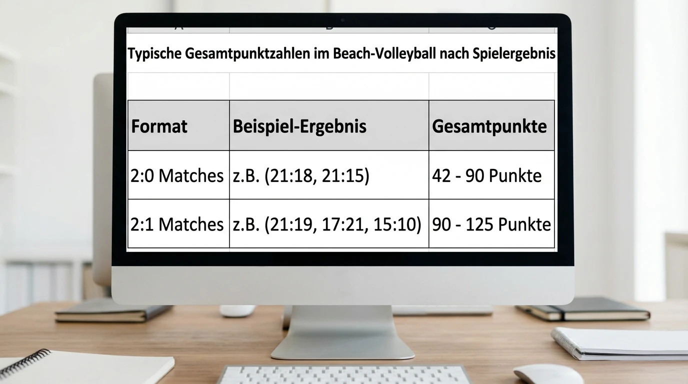 Scoring-Range-Tabelle für Beachvolleyball-Matches nach Satzverlauf – 2:0 versus 2:1 Gesamtpunkte