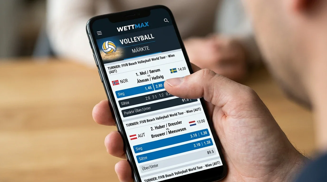 Sportwetten App Marktübersicht mit Volleyball Live Wetten auf mobilem Gerät