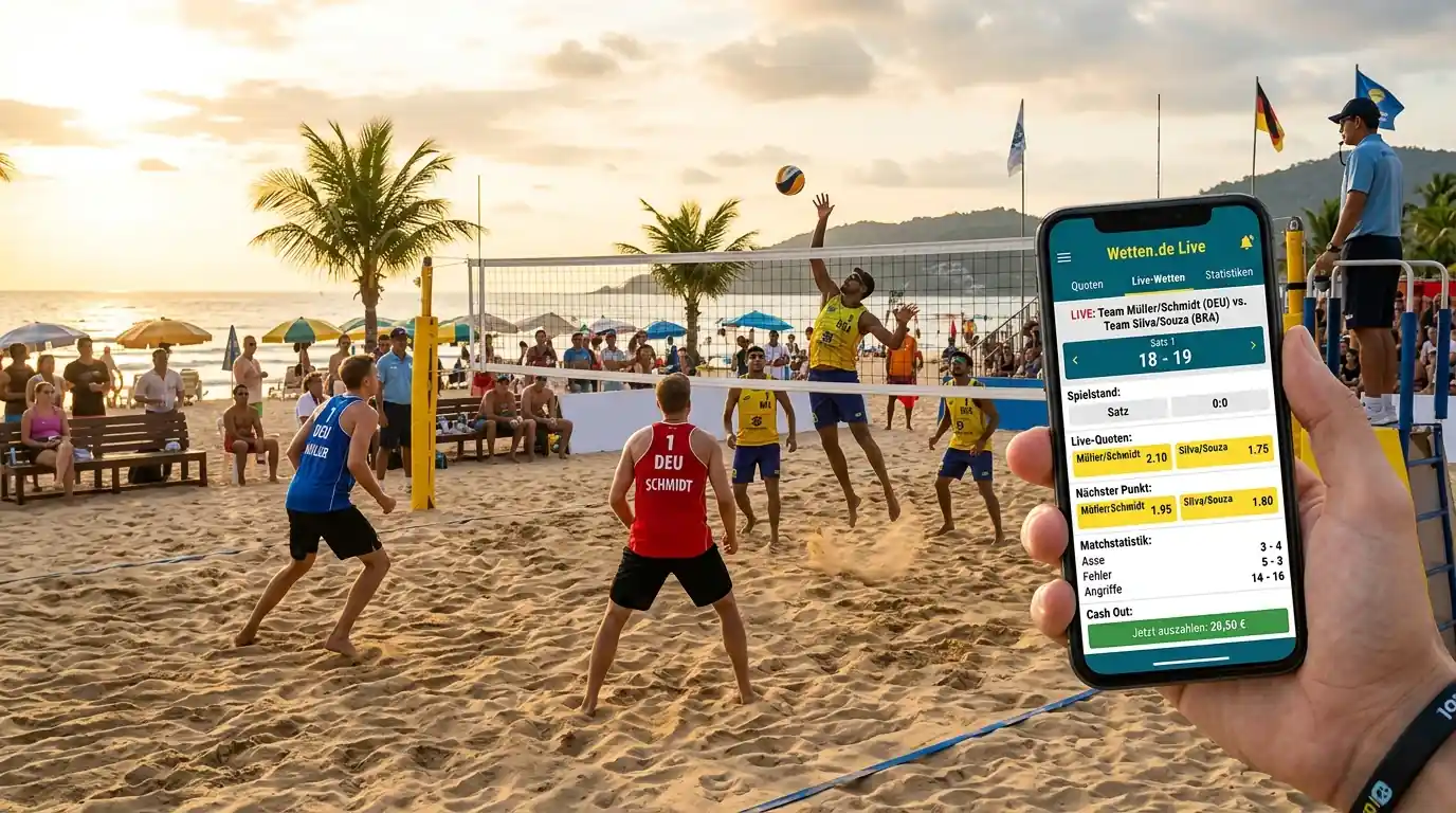 In-Play Beachvolleyball Live Wetten mit Echtzeit Quoten in einer mobilen Sportwetten App