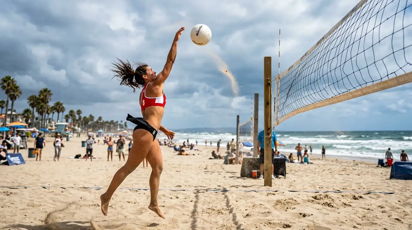 Beachvolleyball-Aufschlag bei starkem Wind – Einfluss der Windrichtung auf Spieltaktik und Wettquoten